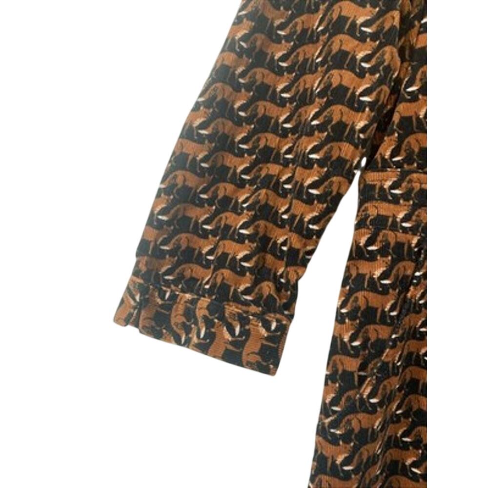 Boden Women’s Sz 8R Navy/Brown Corduroy Dress Coraline Fox Print Stretch - Picture 7 of 13